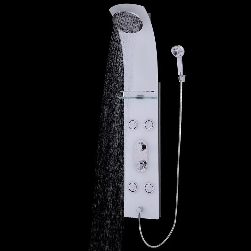 55 Inch Tempered Glass Shower Panel with Massage Jets Hand Shower by DirectDeals