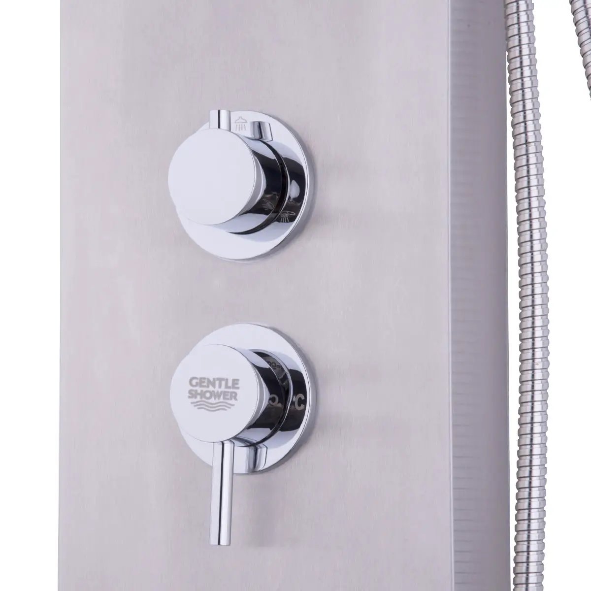 55 Inch Brushed Stainless Steel Shower Panel Rainfall Waterfall by DirectDeals