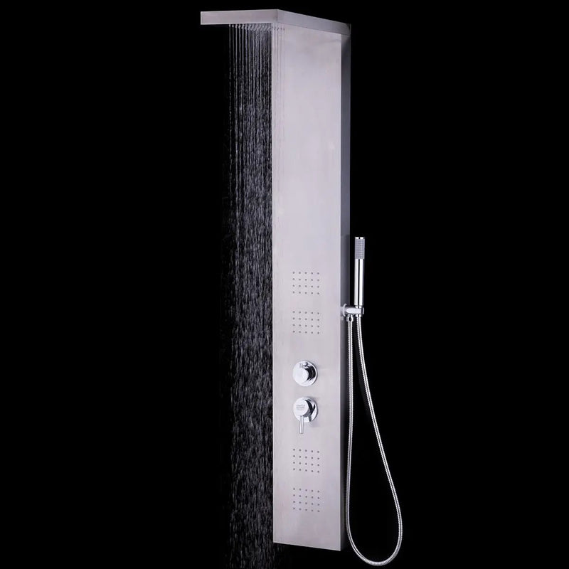 55 Inch Brushed Stainless Steel Shower Panel Rainfall Waterfall by DirectDeals