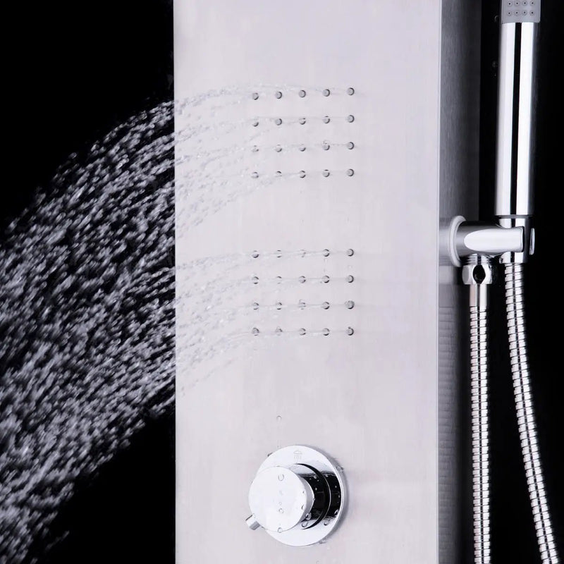 55 Inch Brushed Stainless Steel Shower Panel Rainfall Waterfall by DirectDeals