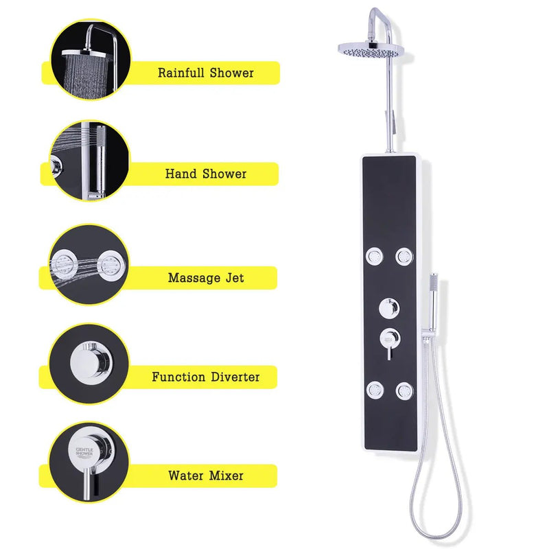 Bathroom ABS Shower Panel with Massage Jets & Hand Shower by DirectDeals
