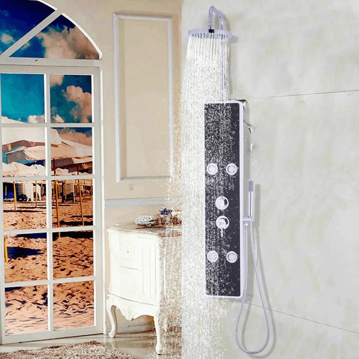 Bathroom ABS Shower Panel with Massage Jets & Hand Shower by DirectDeals
