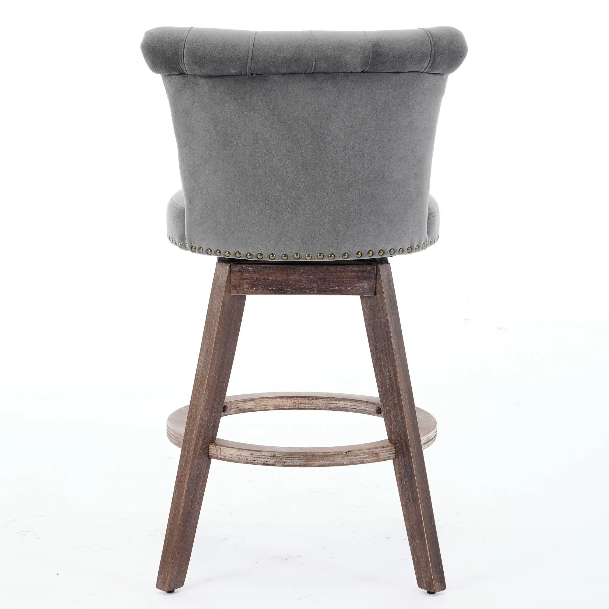 26" Counter Height Bar Stools Set of 2 with 360° Swivel and Velvet Upholstery by HouseOfZazla
