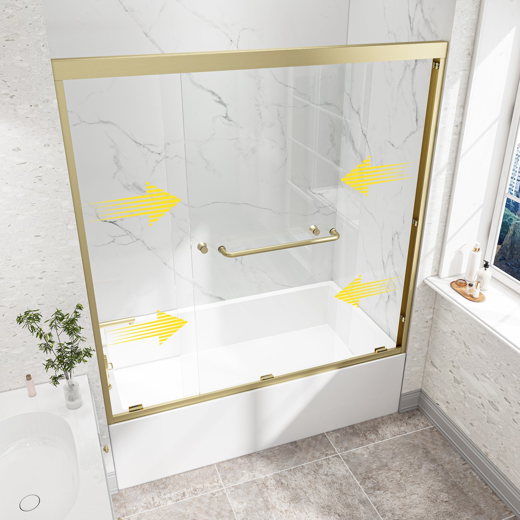 55"-60" W x 60" H Brushed Shower Door by HouseOfZazla