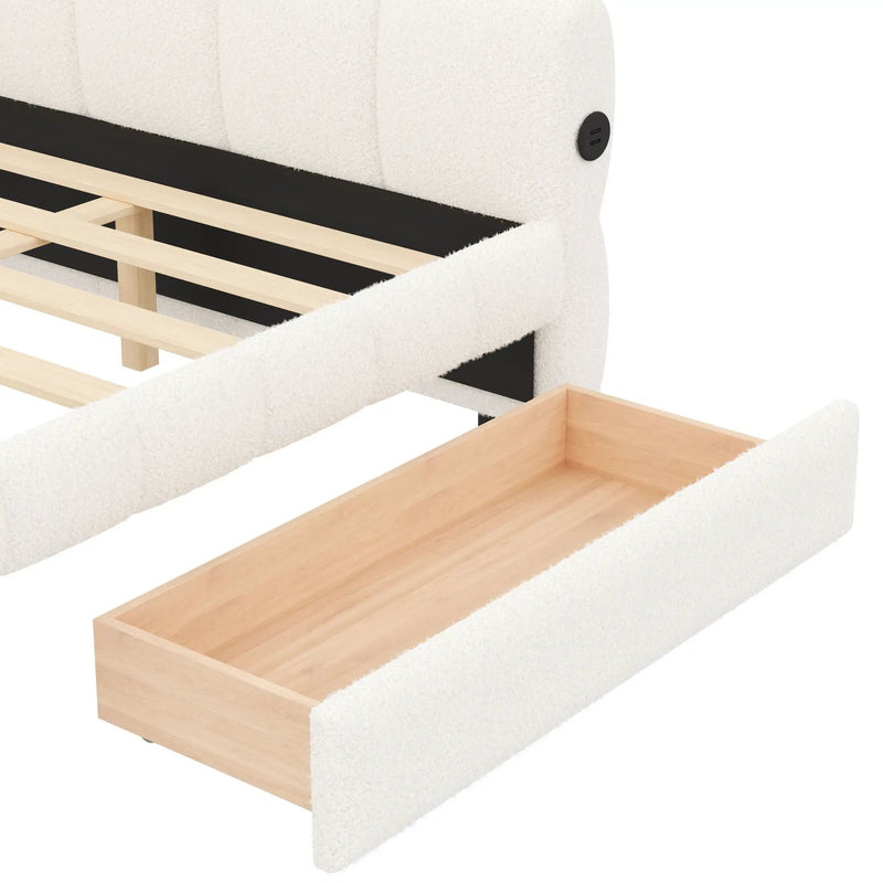 Upholstered Platform Bed With USB Charging And 2 Storage Drawers by HouseOfZazla