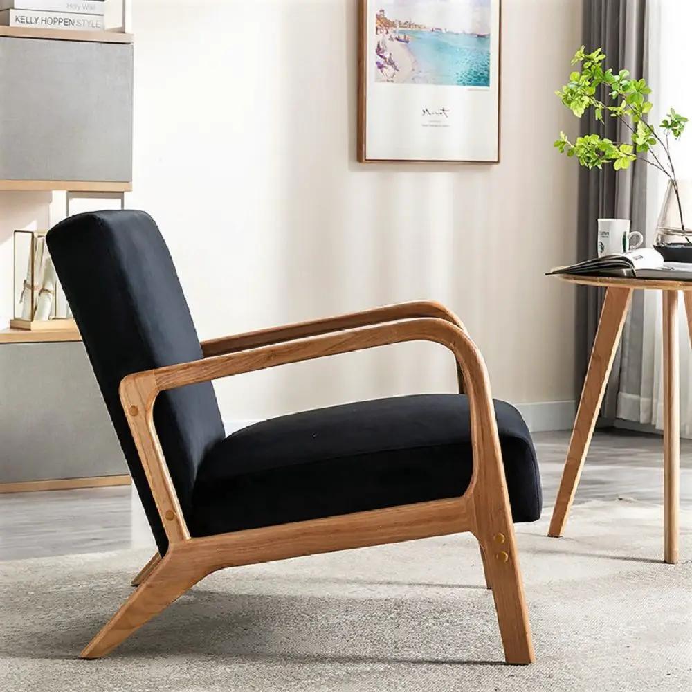 Classic Mid-Century Modern Accent Chairs, Open Framed Armchair With Cushioning by HouseOfZazla