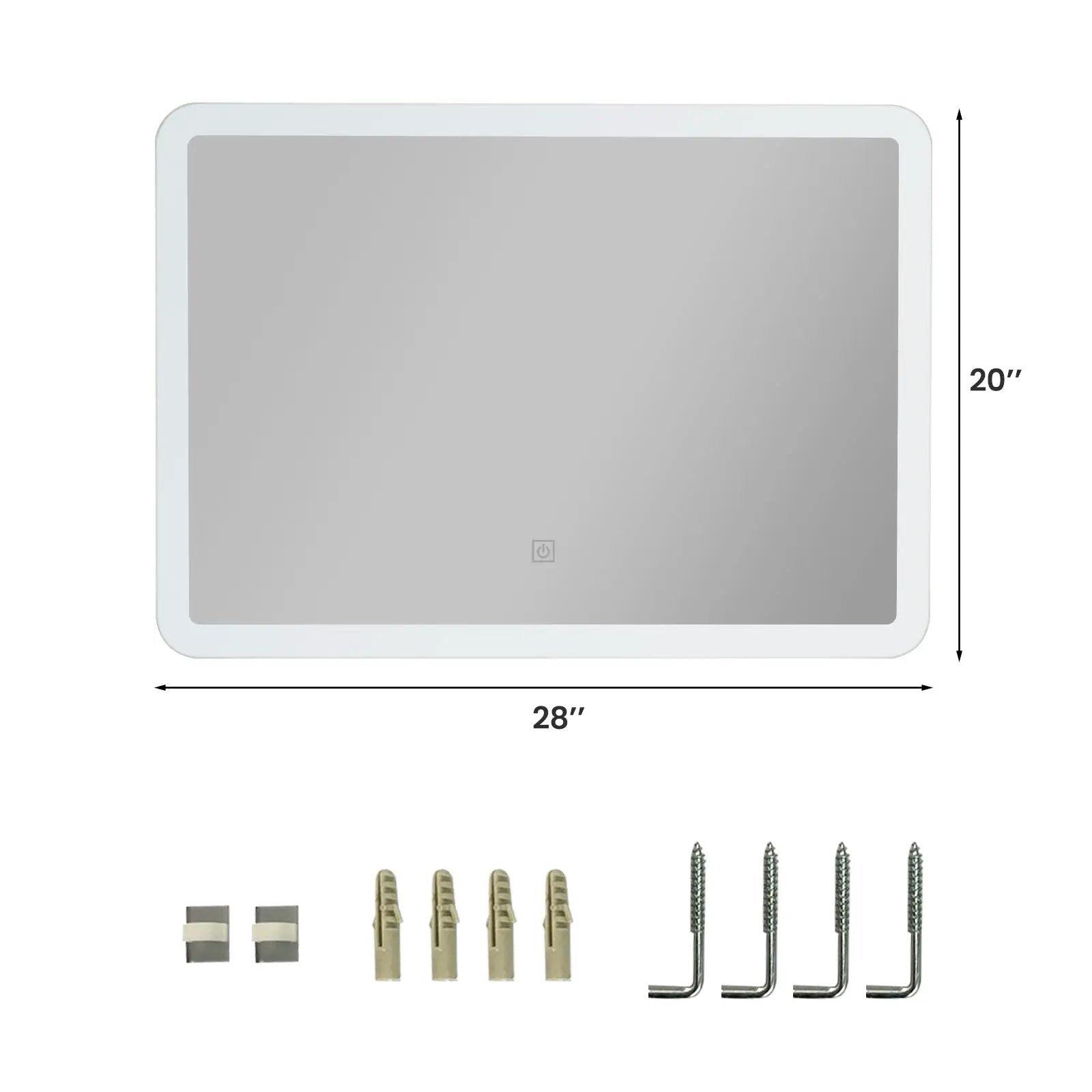LED Wall-mounted Bathroom Rounded Arc Corner Mirror with Touch by DirectDeals