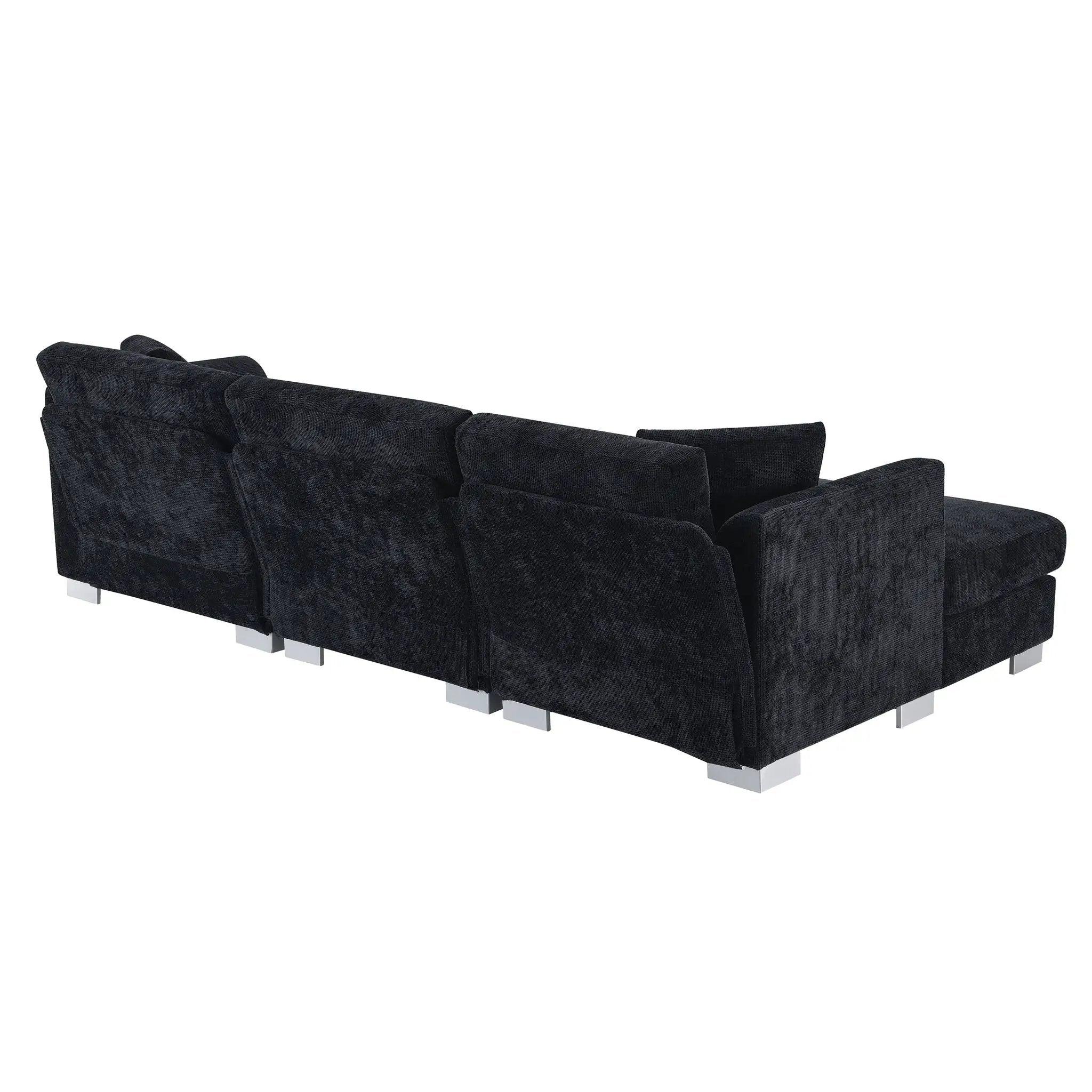 Modern Cloud Sectional Sofa L Shaped Luxury Couch Set With 2 Free Pillows 4 Seat With Oversized Chaise by HouseOfZazla