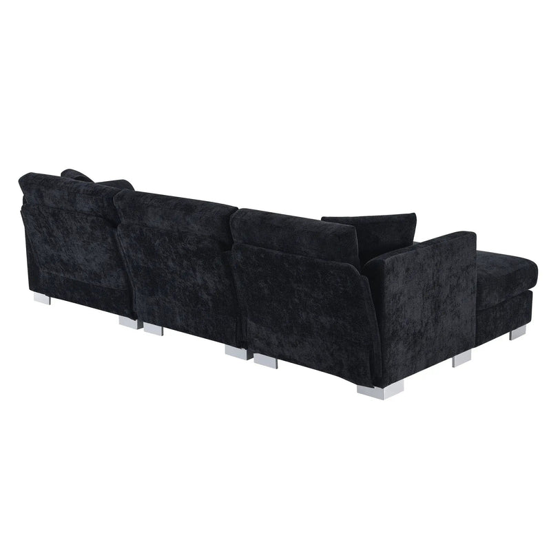 Modern Cloud Sectional Sofa L Shaped Luxury Couch Set With 2 Free Pillows 4 Seat With Oversized Chaise by HouseOfZazla