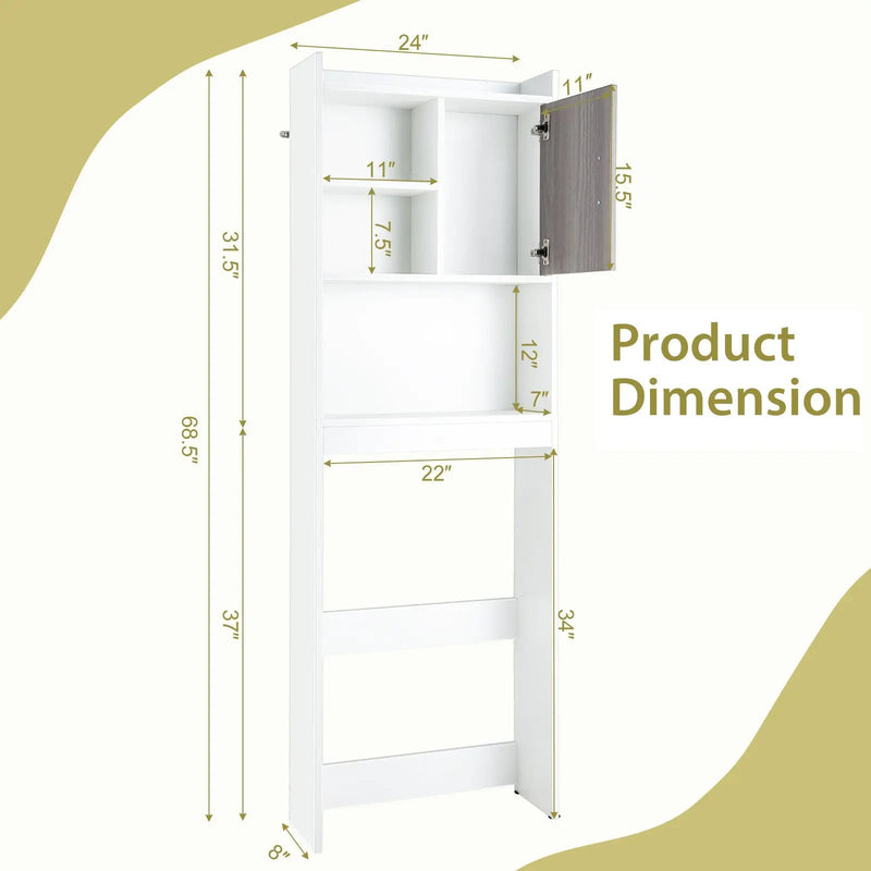 4-Tier Space-saving Toilet Sorage Cabinet with Open Shelves by DirectDeals