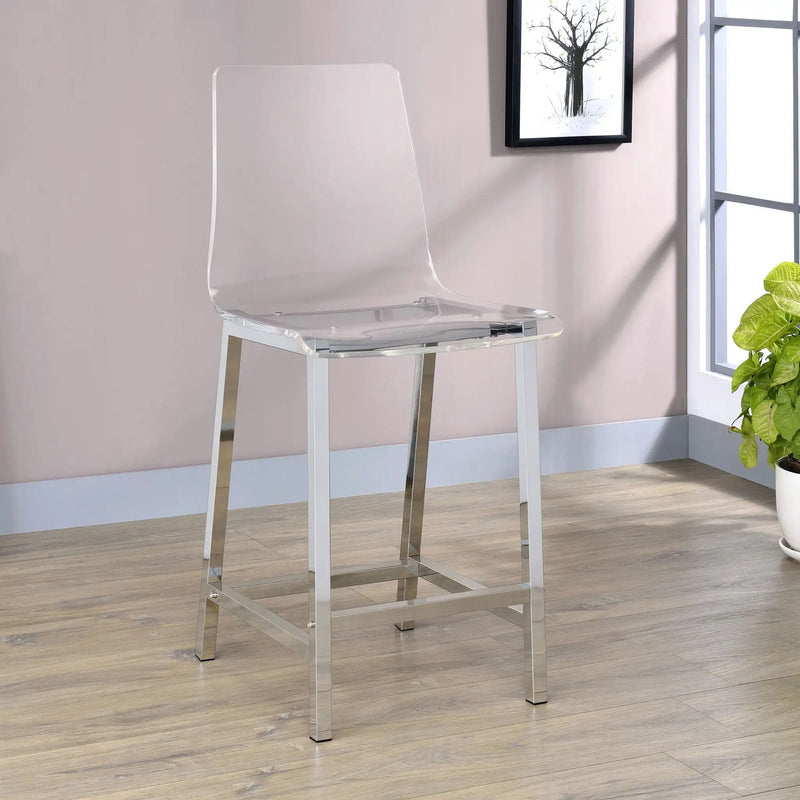 Juelia Clear Acrylic Counter Chair Chrome (Set of 2) by Unique Piece Furniture