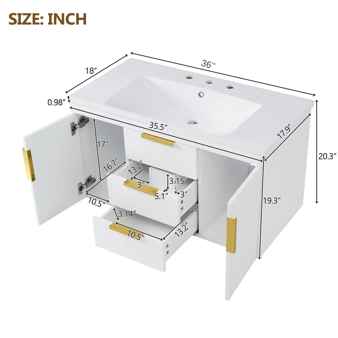 Wall Mounted Bathroom Vanity With Sink and Floating Storage Cabinet by HouseOfZazla