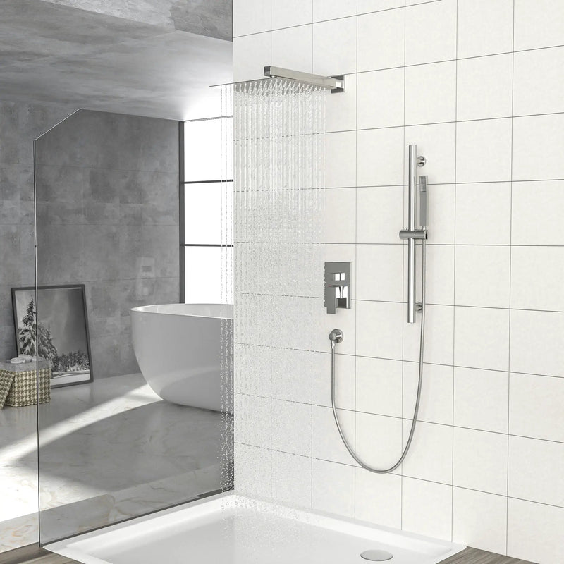 Modern Shower System With Adjustable Slide Bar, Stainless Steel And Brass Construction by HouseOfZazla