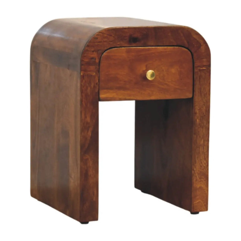 Mini Darcy Chestnut Nightstand with Curved Edges, 1-Drawer by HouseOfZazla