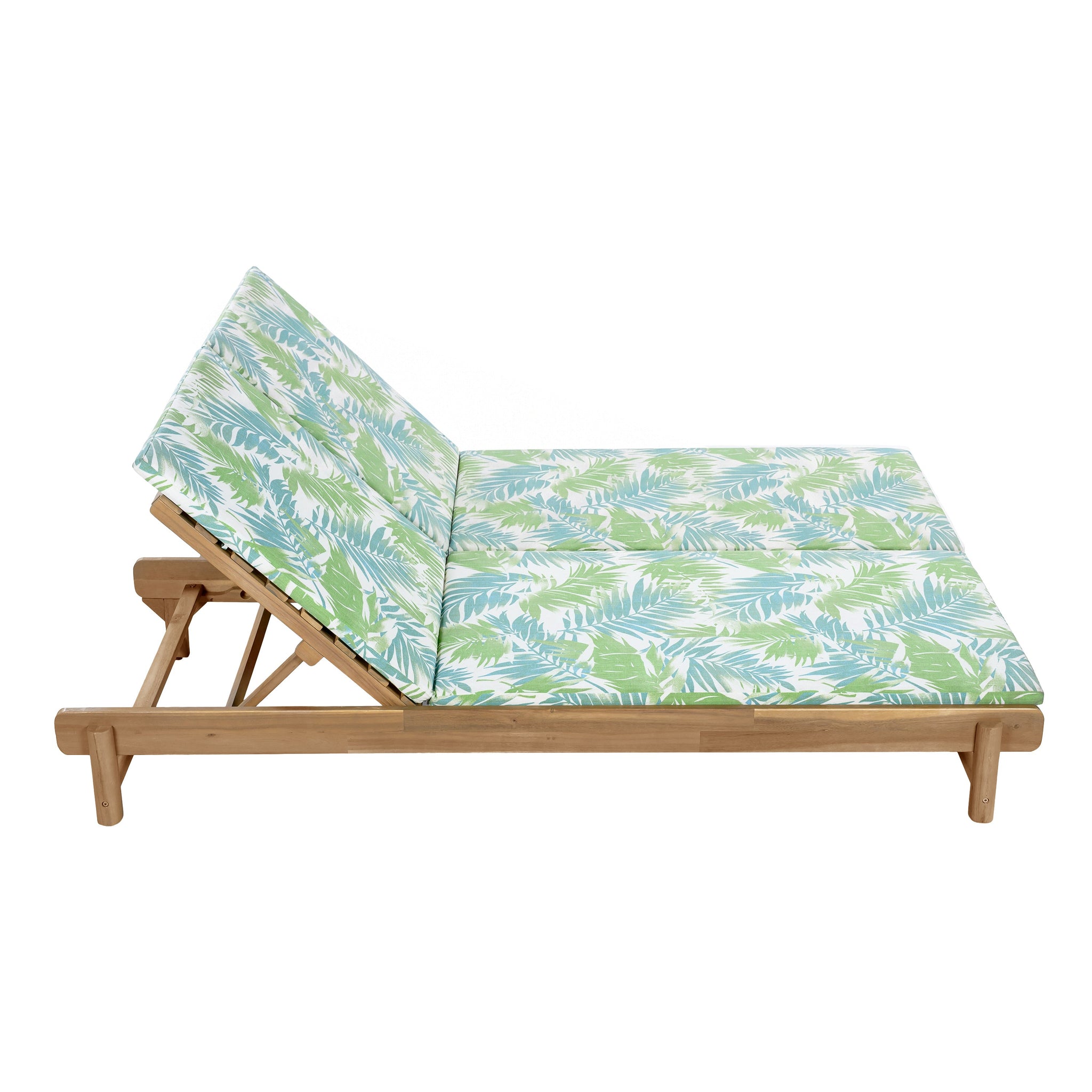 Light Teak Acacia Wood Double Chaise Lounger Set by HouseOfZazla