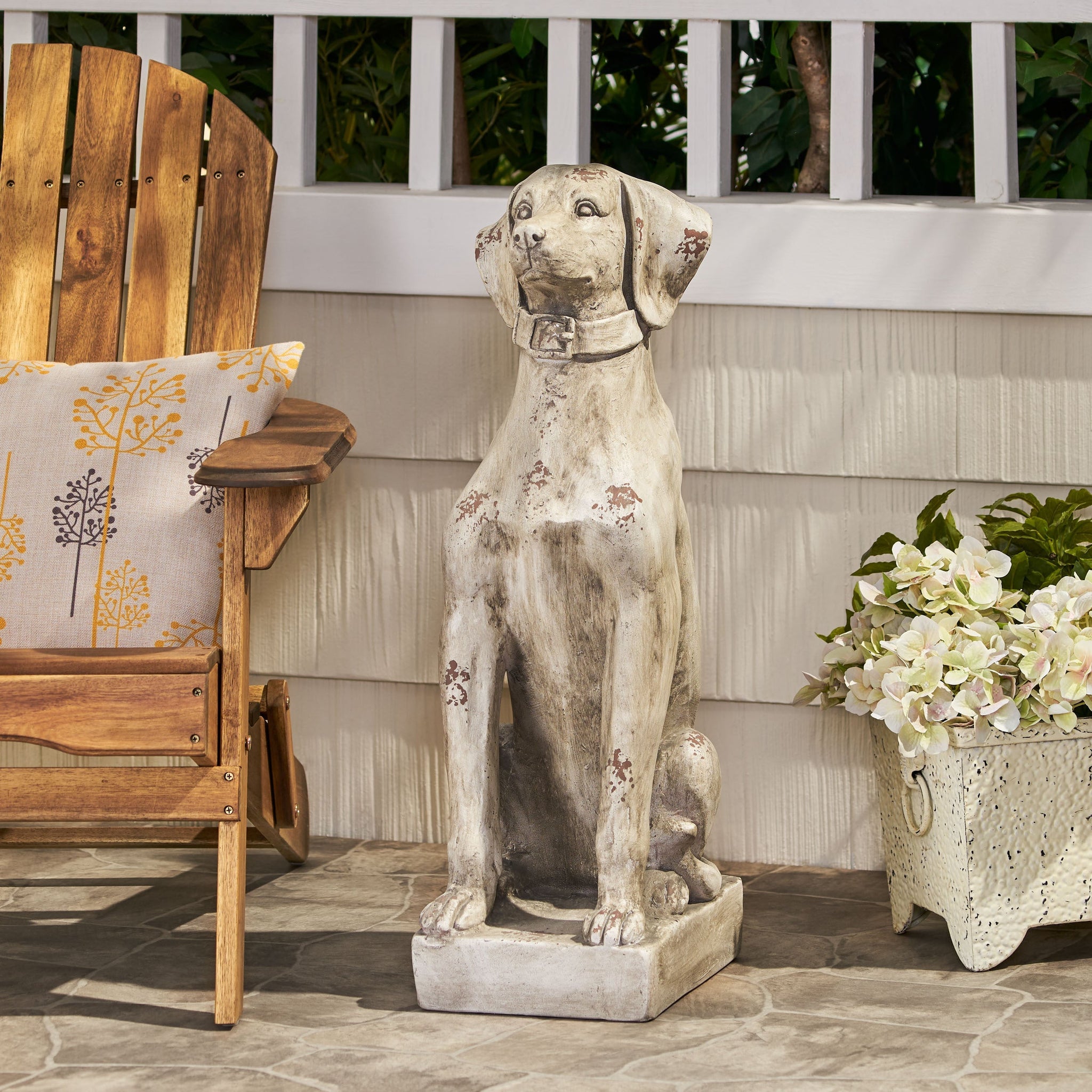 MGO Outdoor Dog Statue, Antique White by HouseOfZazla