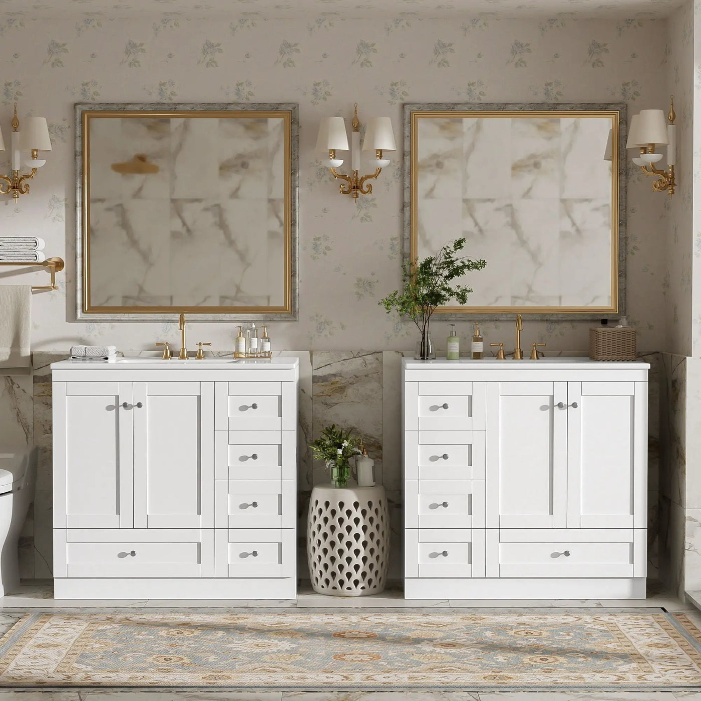 Shaker Free Standing Bathroom Vanity Cabinet & Sink, Soft Close Drawers, Soft Close Doors by Unique Piece Furniture