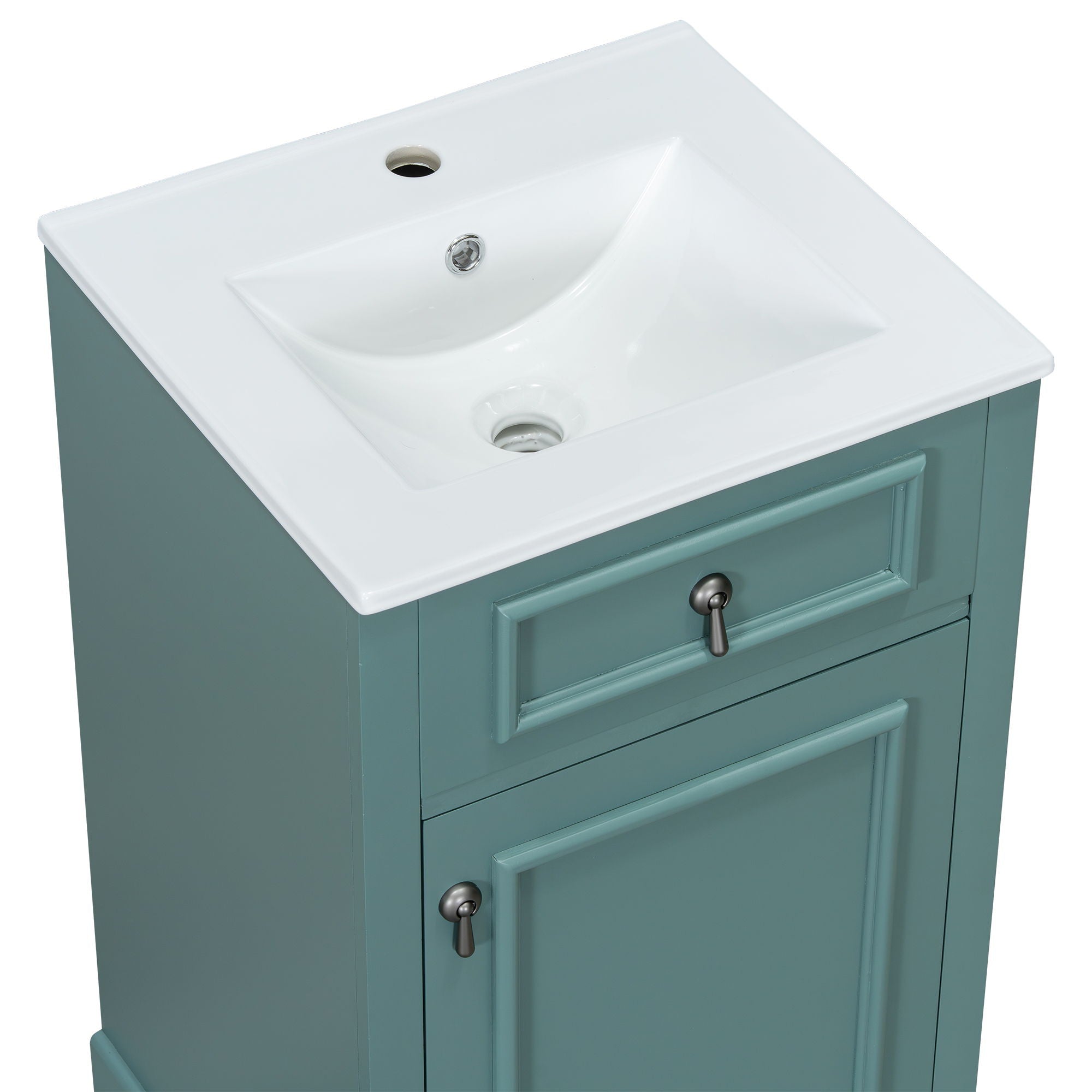 Elegant Bathroom Vanity With Ceramic Sink, Soft Close Door, Adjustable Shelf by HouseOfZazla