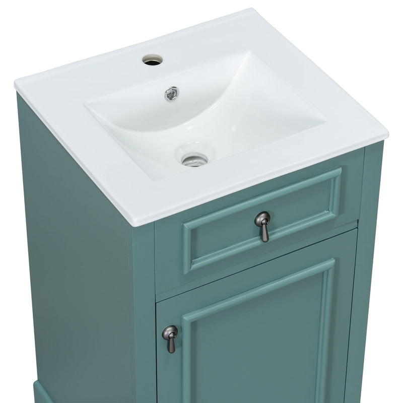 Elegant Bathroom Vanity With Ceramic Sink, Soft Close Door, Adjustable Shelf by HouseOfZazla