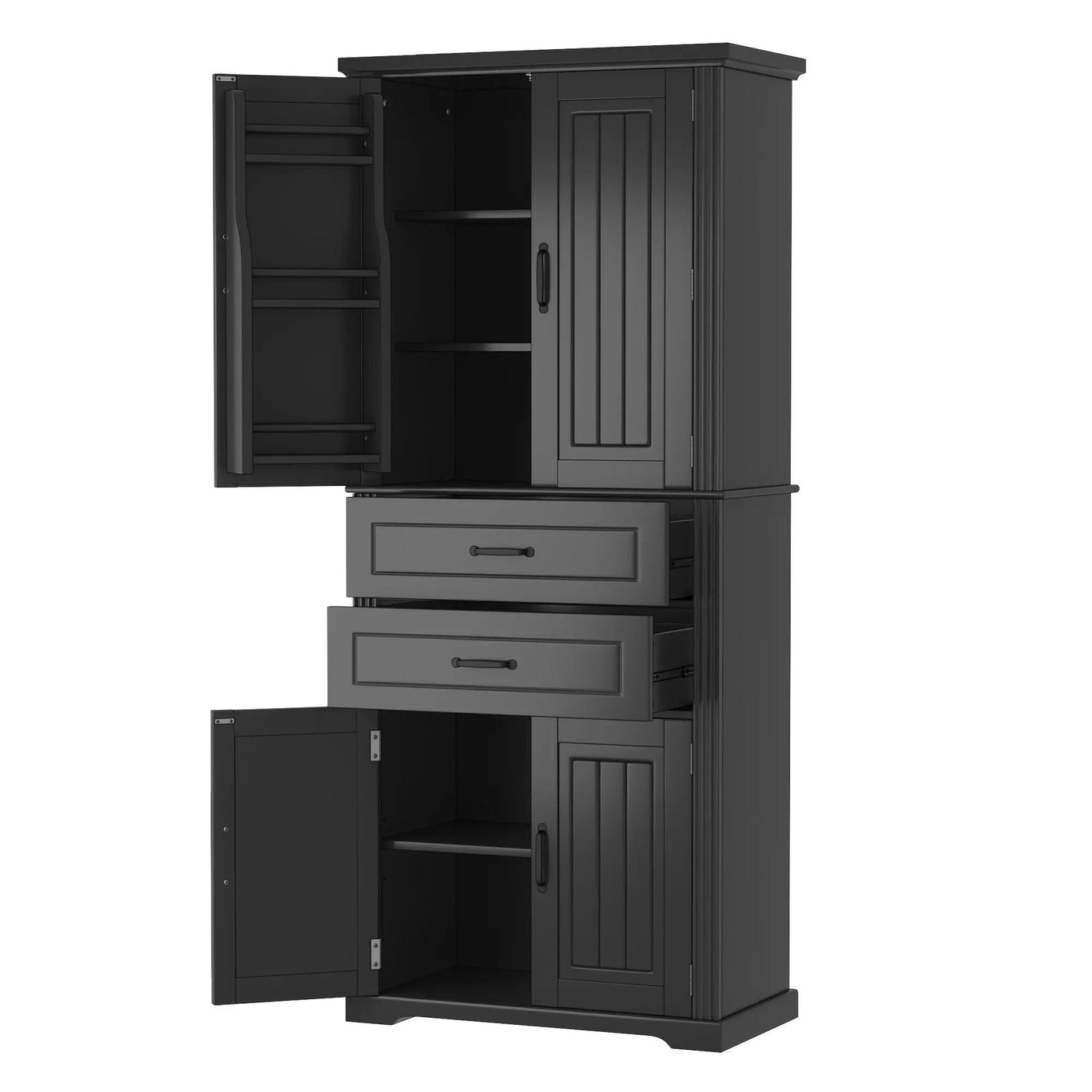 Multi Functional Storage Cabinet With Adjustable Shelves, 2 Drawers, Door Shelves by HouseOfZazla