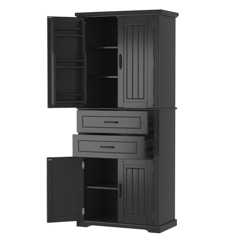 Multi Functional Storage Cabinet With Adjustable Shelves, 2 Drawers, Door Shelves by HouseOfZazla