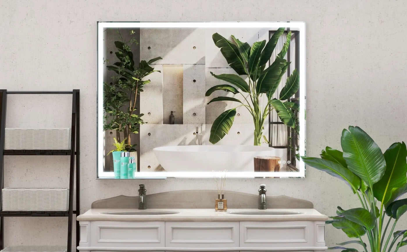 LED Bathroom Vanity Mirror Wall Mounted Adjustable / Warm / Natural Lights Anti-Fog Touch Switch With Memory Modern Smart Large Bathroom Mirrors by Unique Piece Furniture