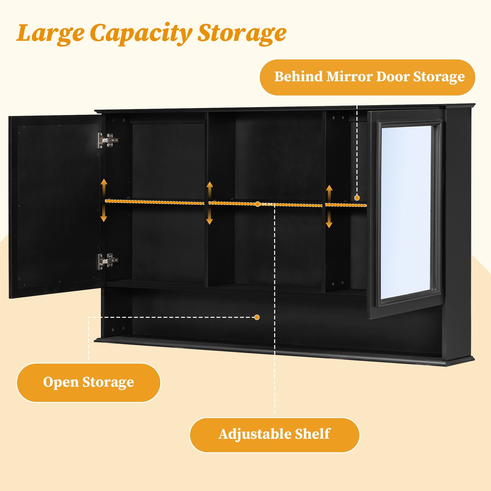 Wall Mounted Bathroom Medicine Cabinet With Double Mirrored Doors by HouseOfZazla