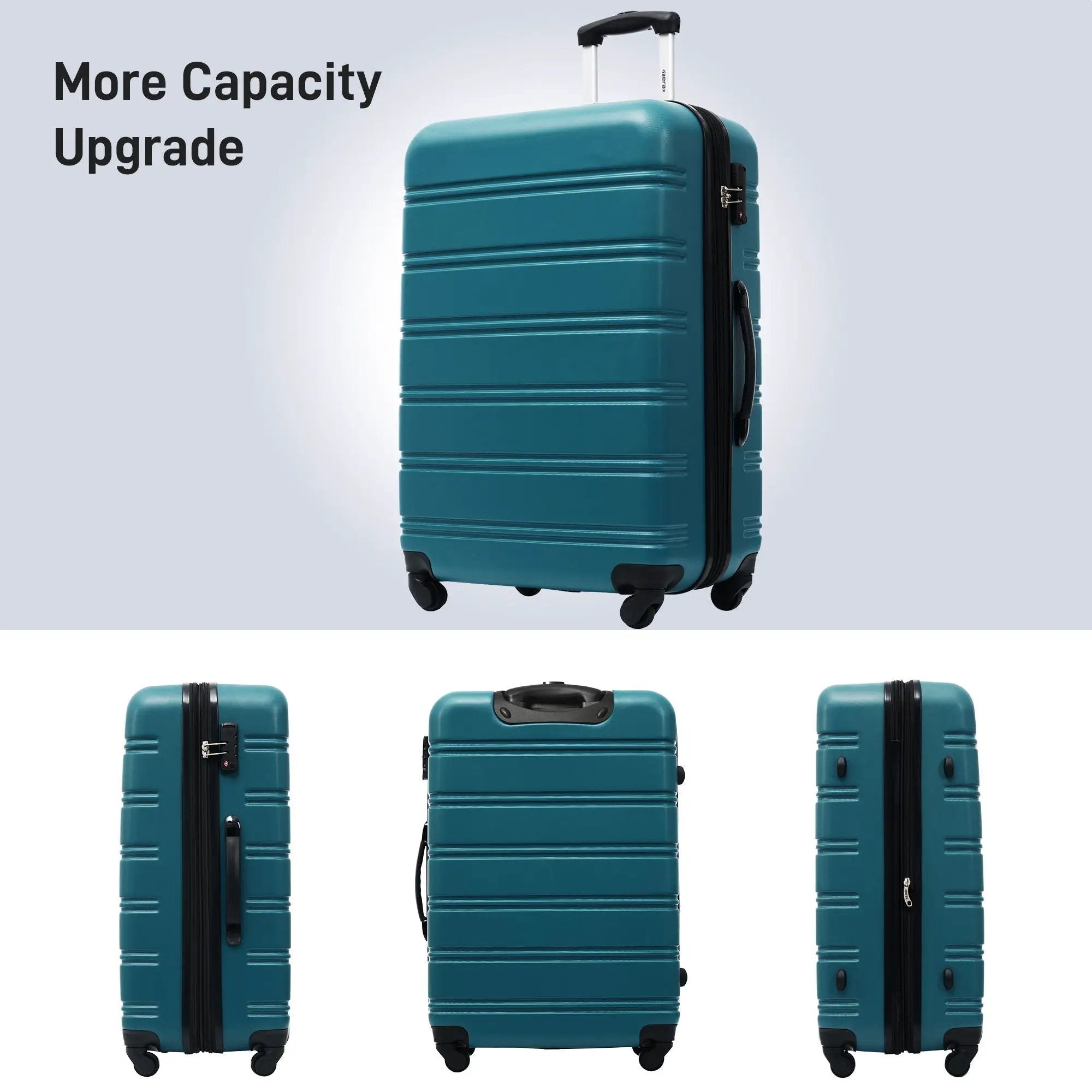 Hardshell Luggage Sets 3 Pieces Spinner Suitcase With Tsa Lock Lightweight 20" 24" 28" - Antique Blue Green by HouseOfZazla