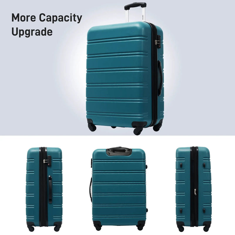 Hardshell Luggage Sets 3 Pieces Spinner Suitcase With Tsa Lock Lightweight 20" 24" 28" - Antique Blue Green by HouseOfZazla