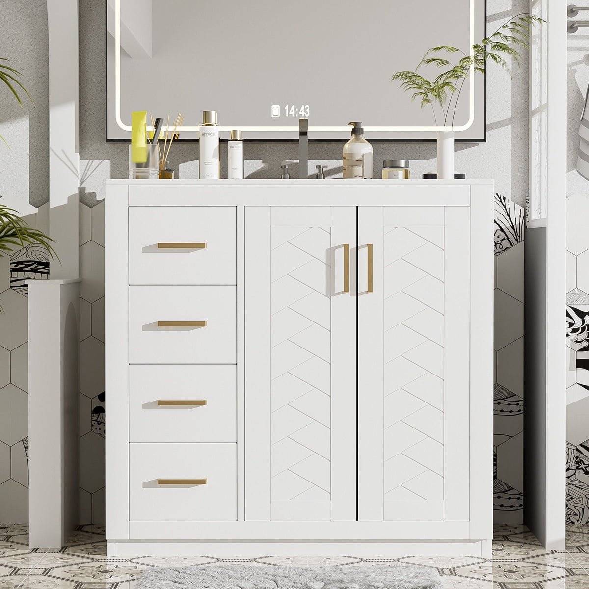 Bathroom Vanity With Sink Combo, Storage Cabinet, Freestanding Set, photo 27 of 31
