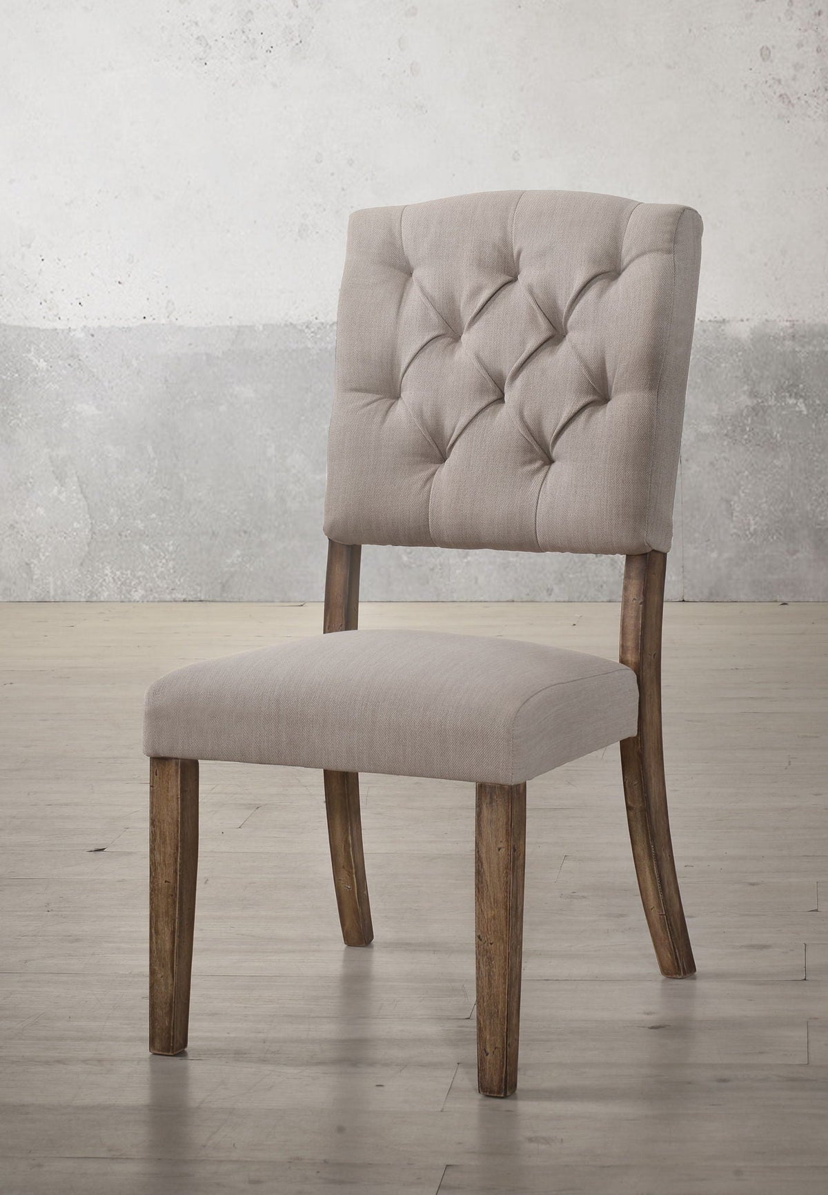 Weathered Side Chair Set with Button Tufting - Dark Brown or Dark Gray, photo 10 of 11