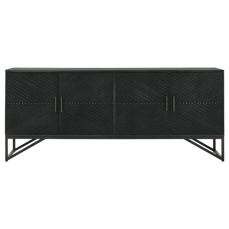 Riddell 4-door Wood Reeding Accent Cabinet Matte Black