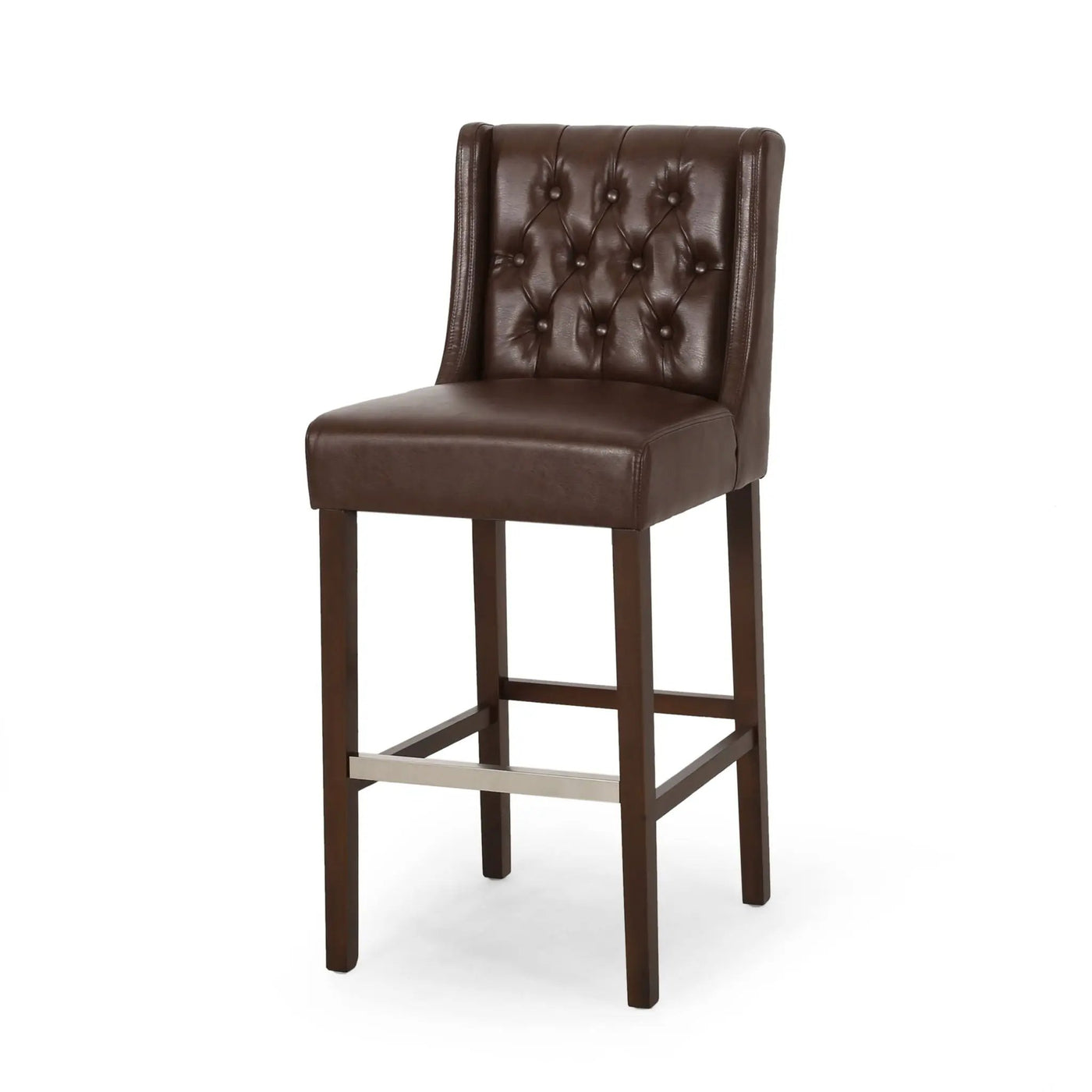 Solstara Upholstered Dining Barstool with Button Tufted and Wing Back by HouseOfZazla