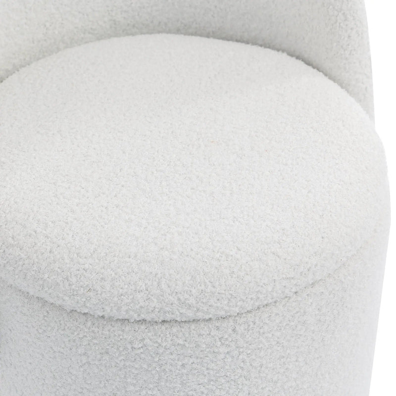 Barrel Chair & Built In Storage, 360° Swivel - Beige by HouseOfZazla