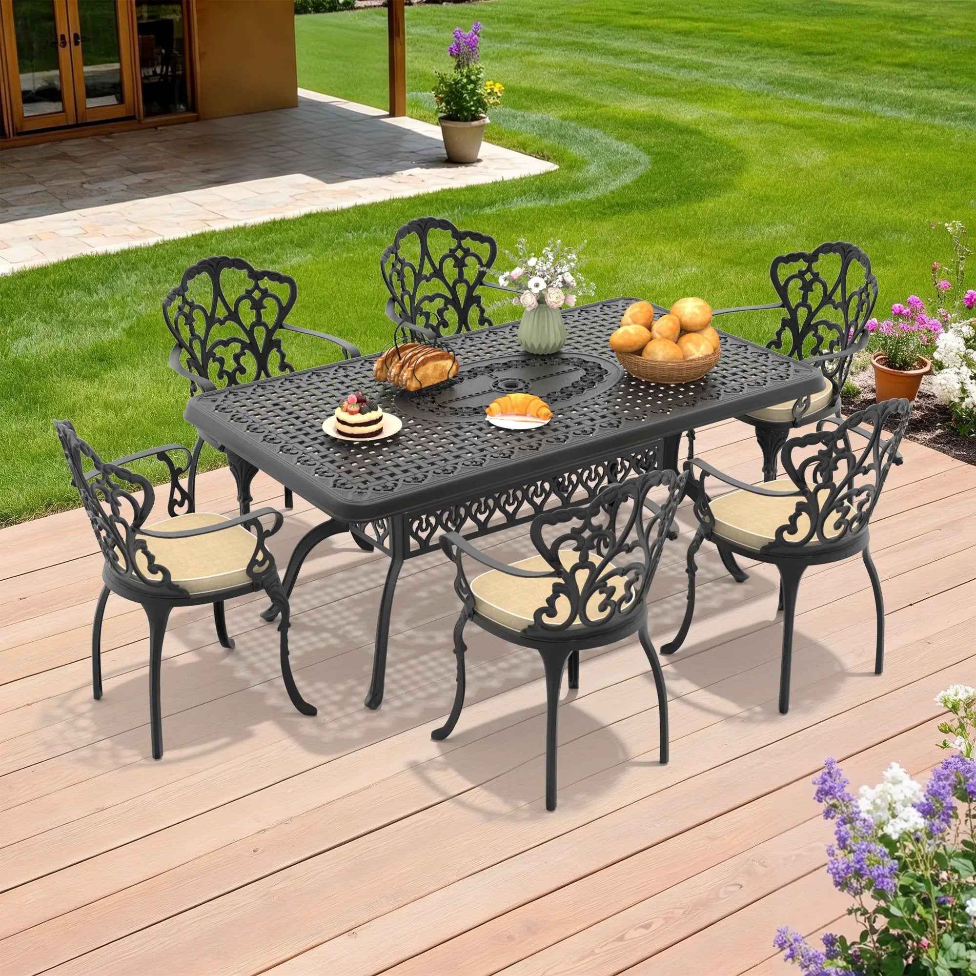 7-Piece Cast Aluminum Patio Furniture Set by HouseOfZazla