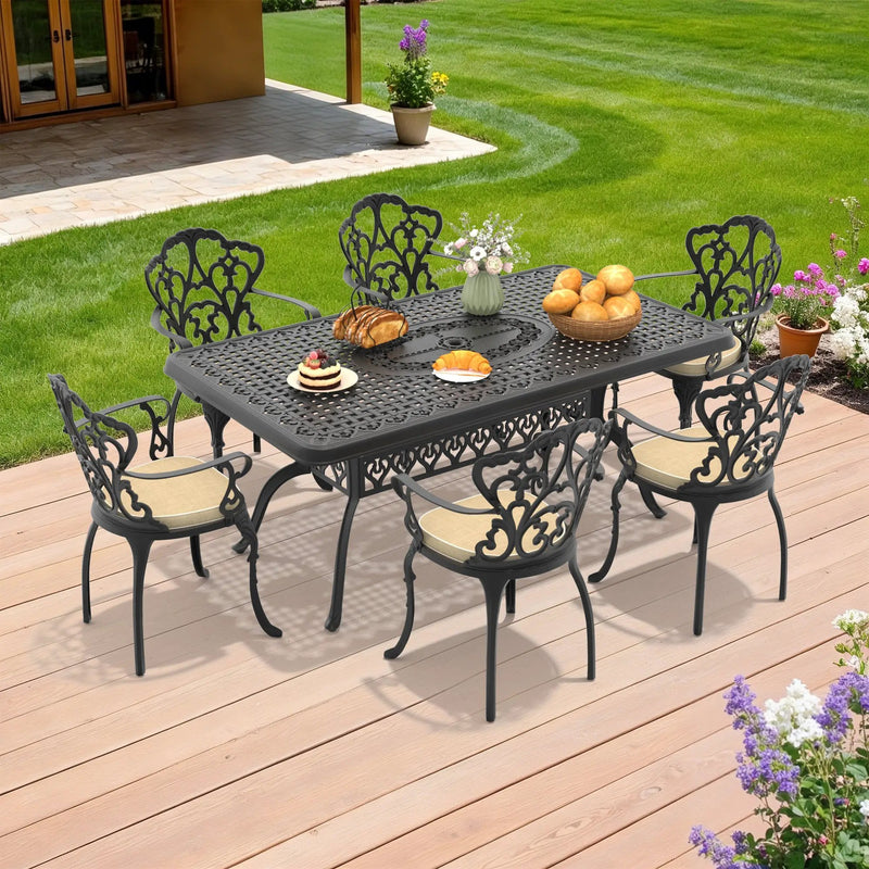 7-Piece Cast Aluminum Patio Furniture Set by HouseOfZazla