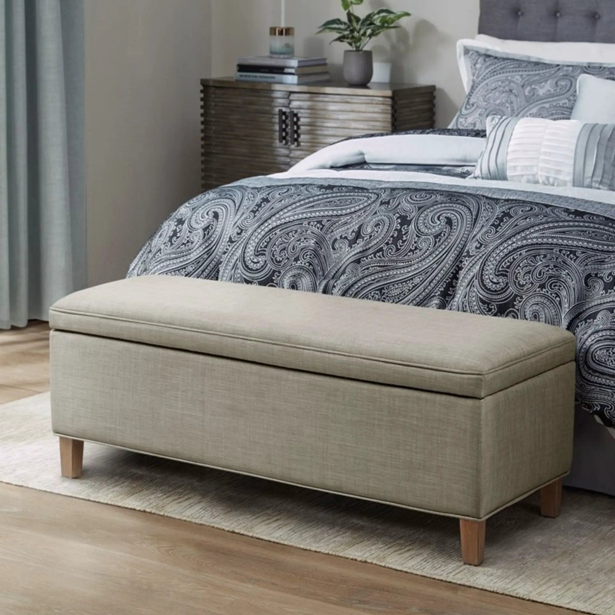 Caymus - Rectangular Soft Close Storage Bench - Light Gray by HouseOfZazla