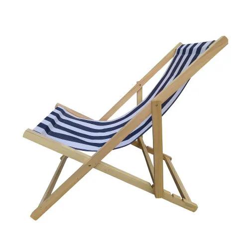 Sling Folding Chaise Lounge Chair - Stripe Blue by Unique Piece Furniture