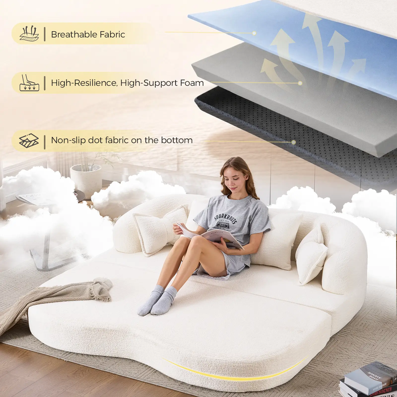 2-in-1 Foldable Sofa Bed with 4 Pillows by HouseOfZazla