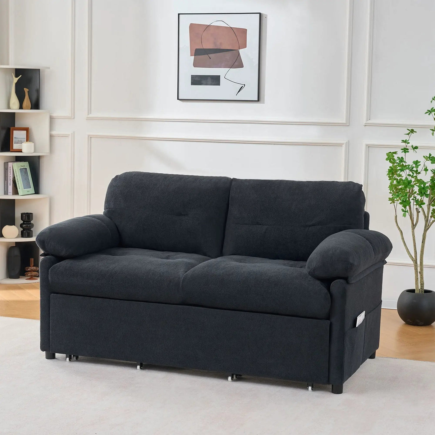 Convertible Pull Out Sofa Bed Queen Size, 3 In 1 With Side Storage by HouseOfZazla