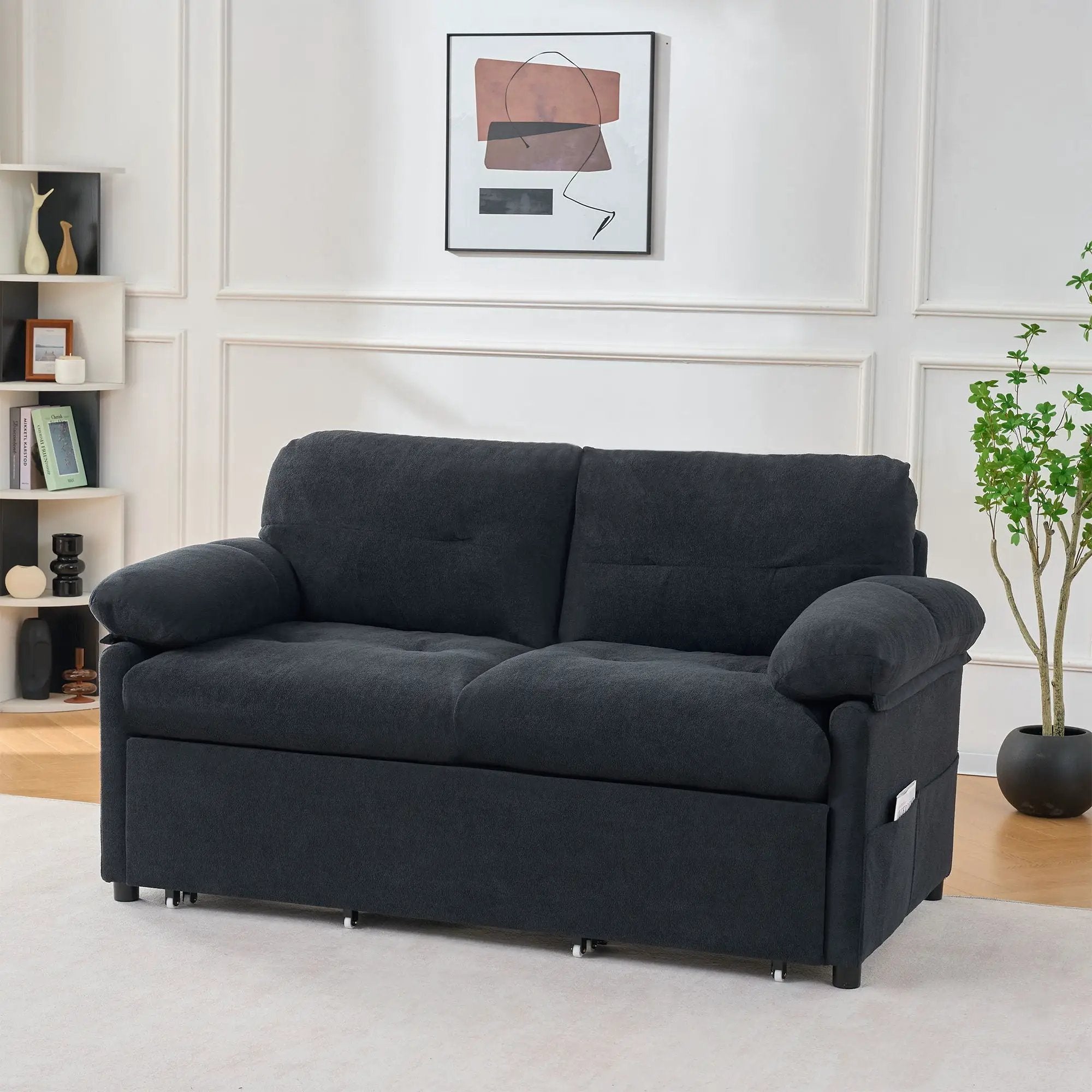 Convertible Pull Out Sofa Bed Queen Size, 3 In 1 With Side Storage by Unique Piece Furniture