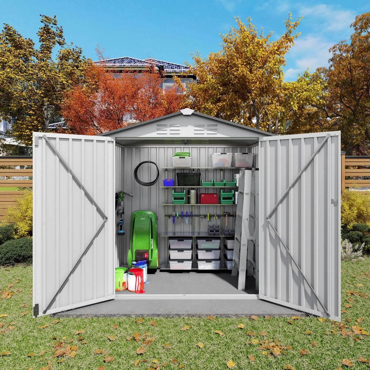 Garden Tool Shed Metal Storage Shed With Peaked Roof Waterproof Lockable Door by HouseOfZazla