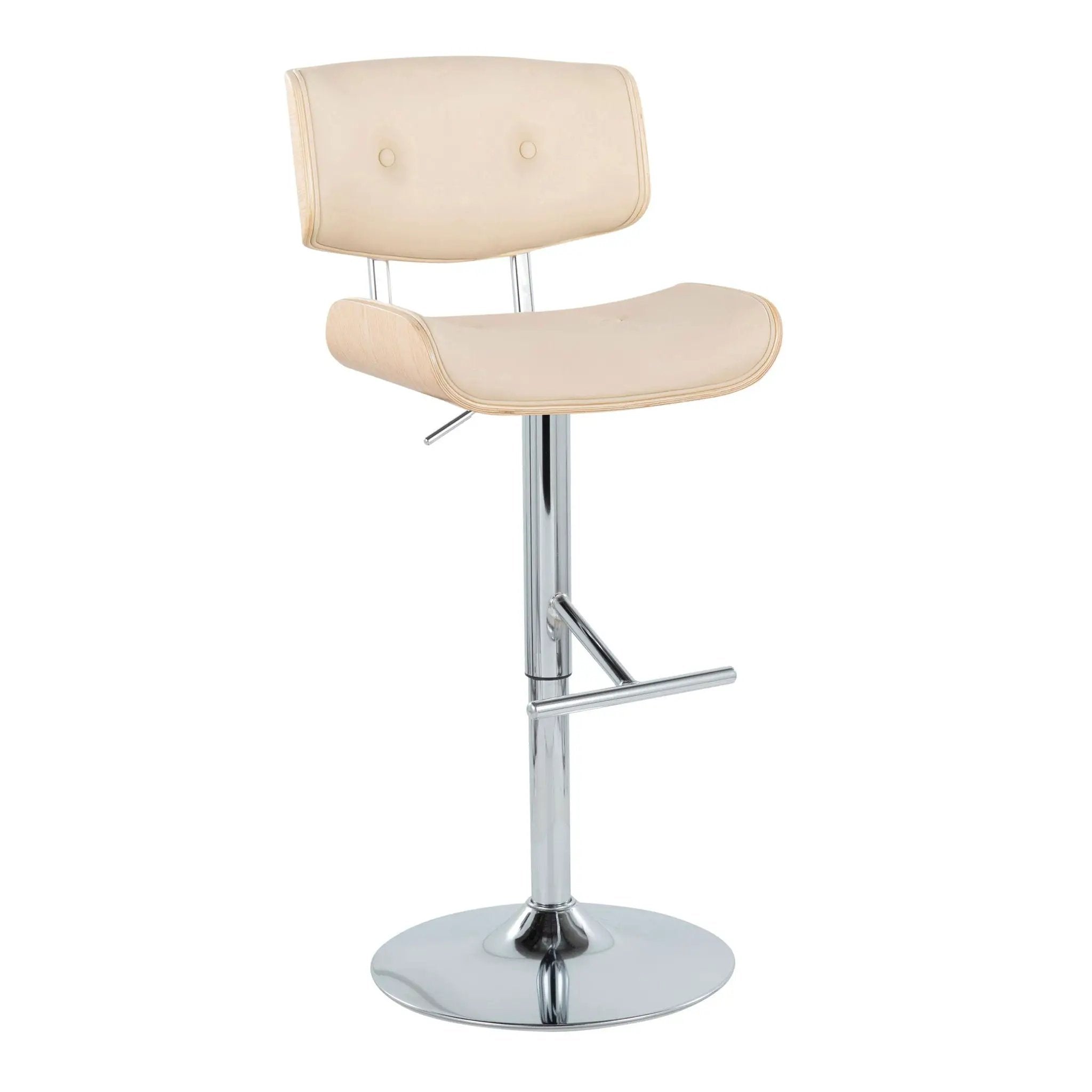 Lombardi - Contemporary Adjustable Barstool With Swivel With Straight T Footrest (Set of 2) by Unique Piece Furniture
