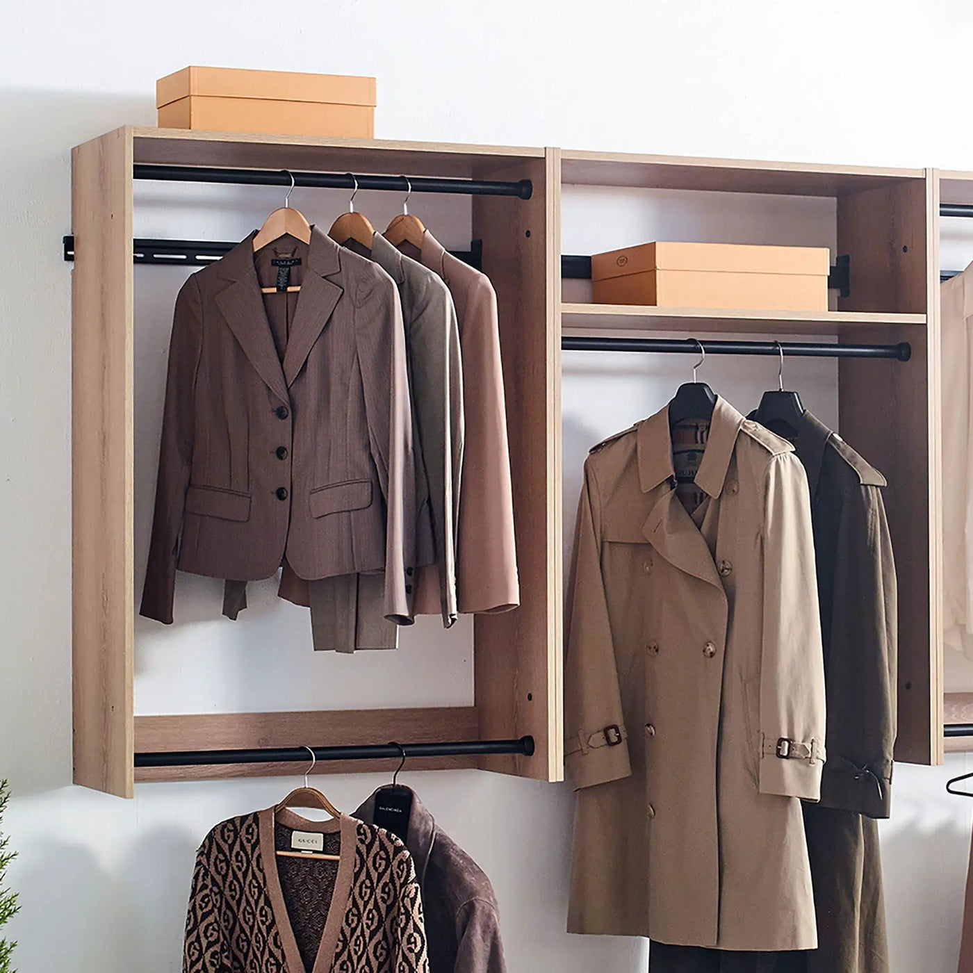 Devi - Wall Mounted Wood Closet System & Modular Design by HouseOfZazla