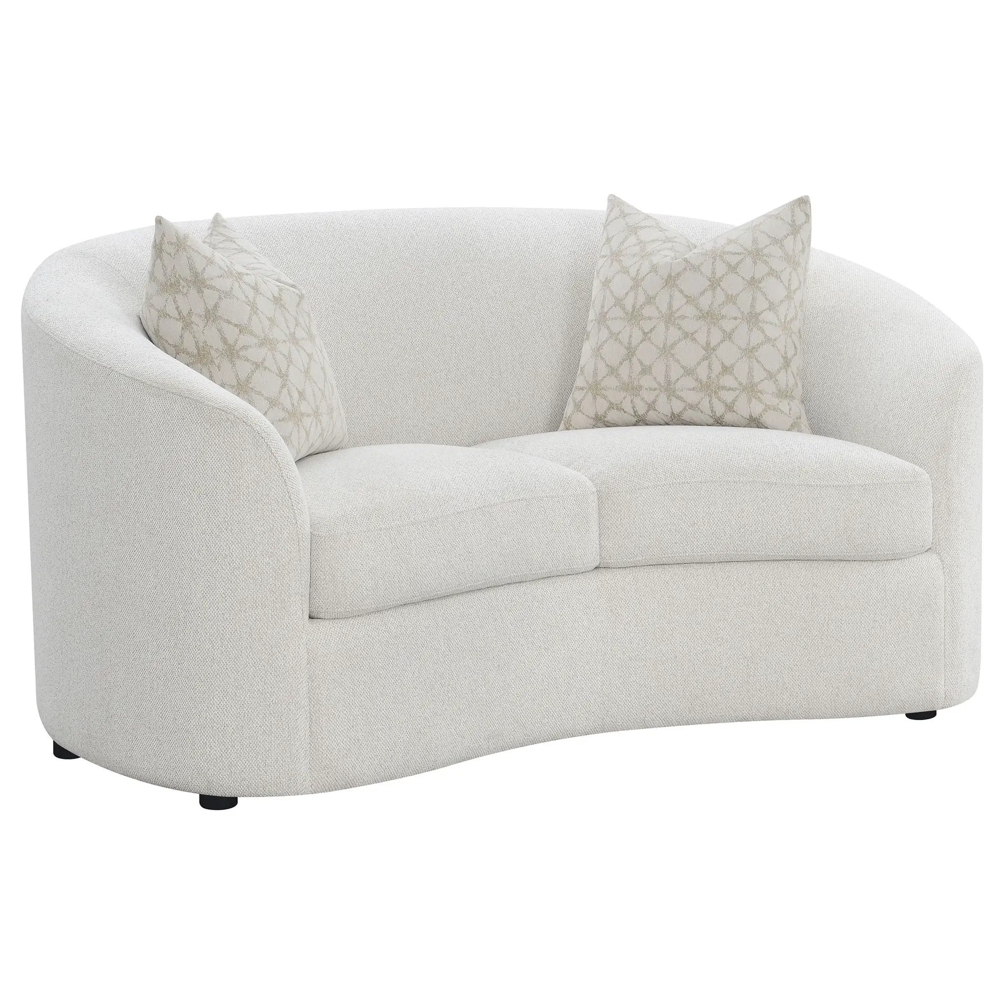 Rainn 3-piece Boucle Upholstered Sloped Arm Sofa Set Latte by Unique Piece Furniture