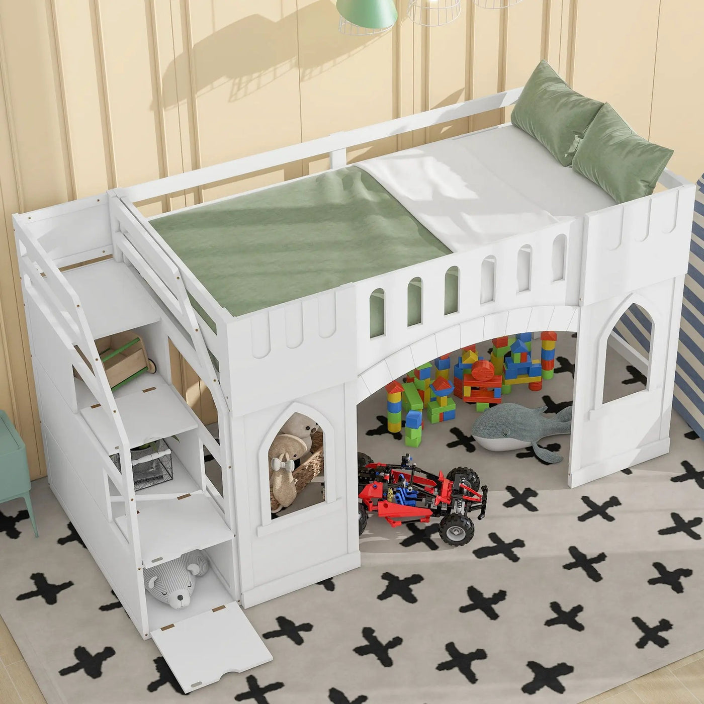 Loft Bed With Storage Staircase And Windows by HouseOfZazla