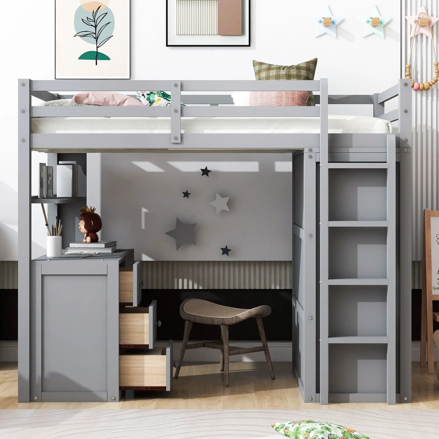 Loft Bed With Drawers, Desk, And Wardrobe by Unique Piece Furniture