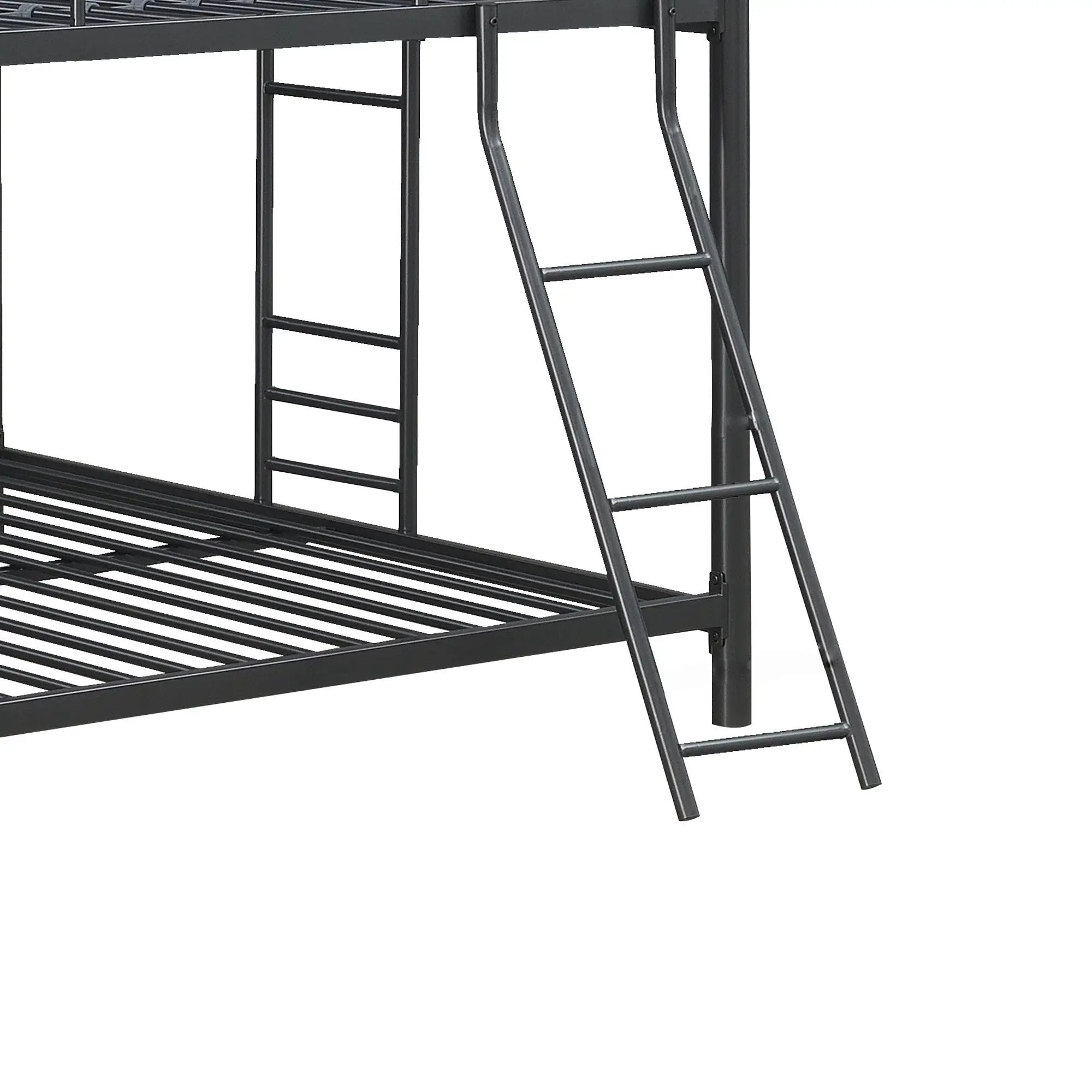 Triple Bunk Bed, Full Size With Sturdy Metal Frame And Safe Stairs - Black by Unique Piece Furniture