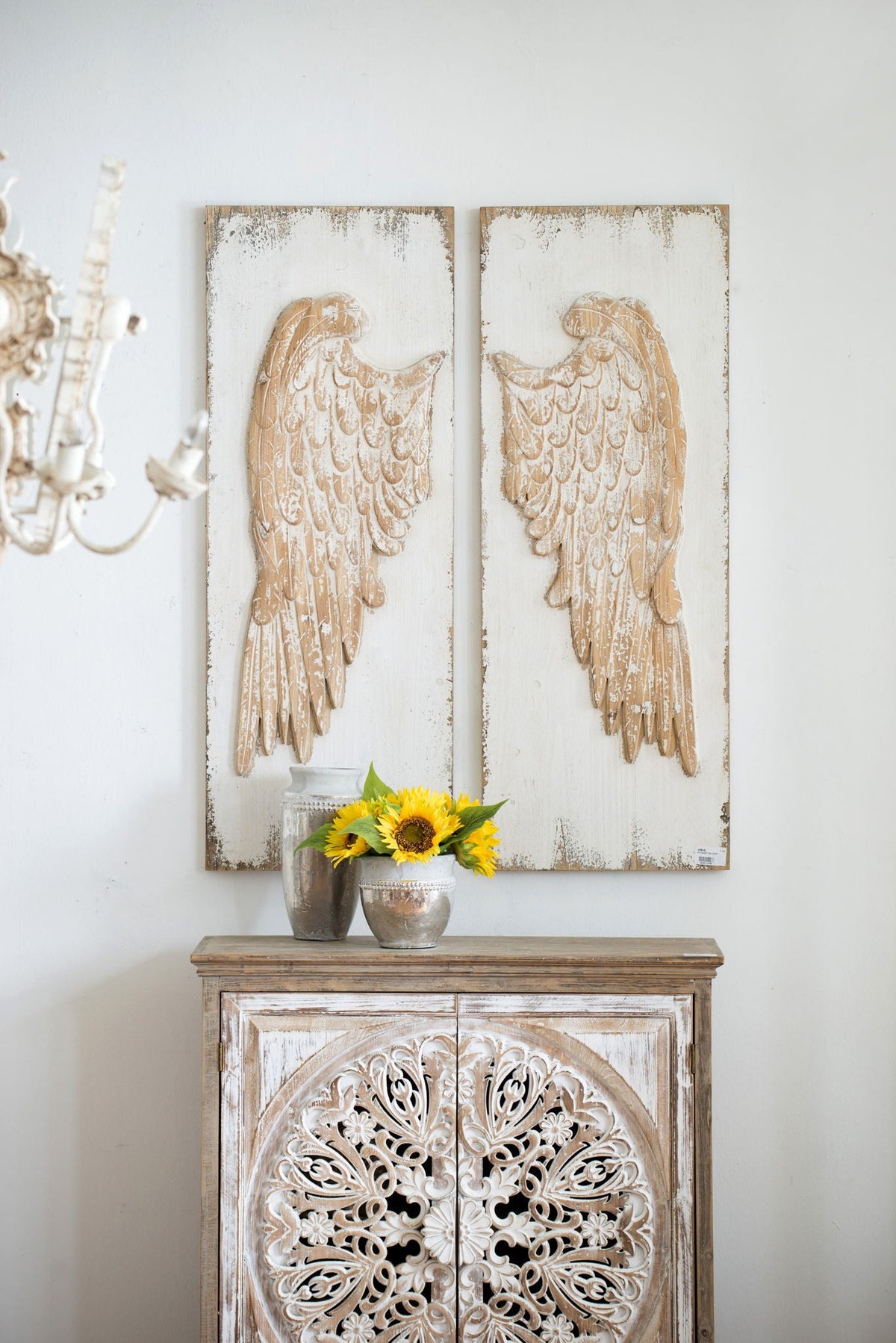 Feather Wing Wall Panels with Distressed Finish - Multicolor (Set of 2) Wall Art, photo 10 of 11