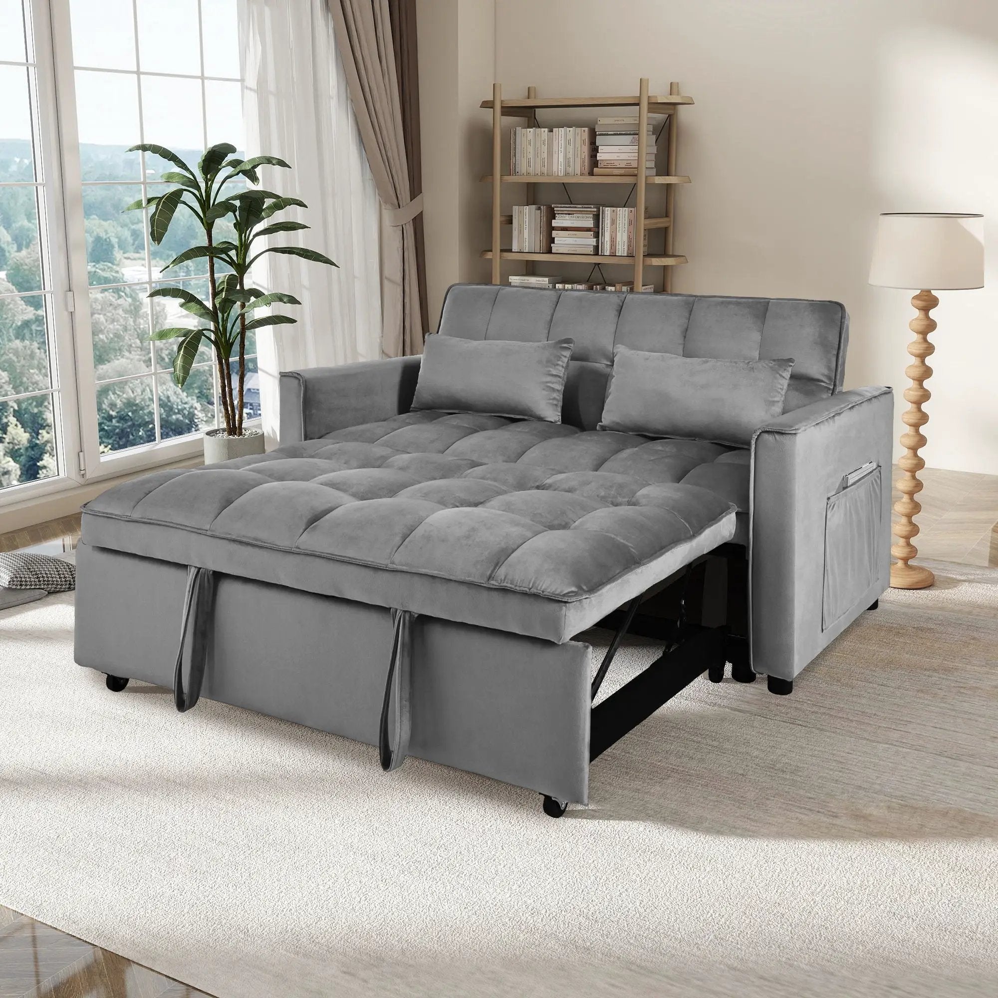 3 In 1 Pull Out Couch Convertible Sofa Bed With Reclining Backrest by Unique Piece Furniture